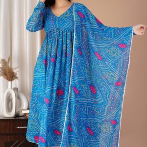 WOMES PARTY WEAR AND FORMAL ALL TIME SUITED KURTIS 3 PIECE SET FOR WOMENS (ROYAL)