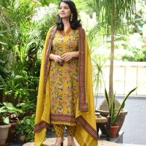 WOMES PARTY WEAR AND FORMAL ALL TIME SUITED KURTIS 3 PIECE SET FOR WOMENS (ROYAL)