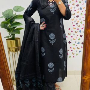 WOMES PARTY WEAR AND FORMAL ALL TIME SUITED KURTIS 3 PIECE SET FOR WOMENS (ROYAL)