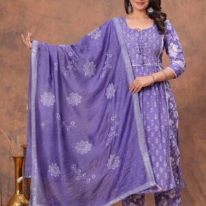 WOMES PARTY WEAR AND FORMAL ALL TIME SUITED KURTIS 3 PIECE SET FOR WOMENS (ROYAL)