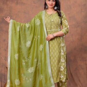 WOMES PARTY WEAR AND FORMAL ALL TIME SUITED KURTIS 3 PIECE SET FOR WOMENS (ROYAL)