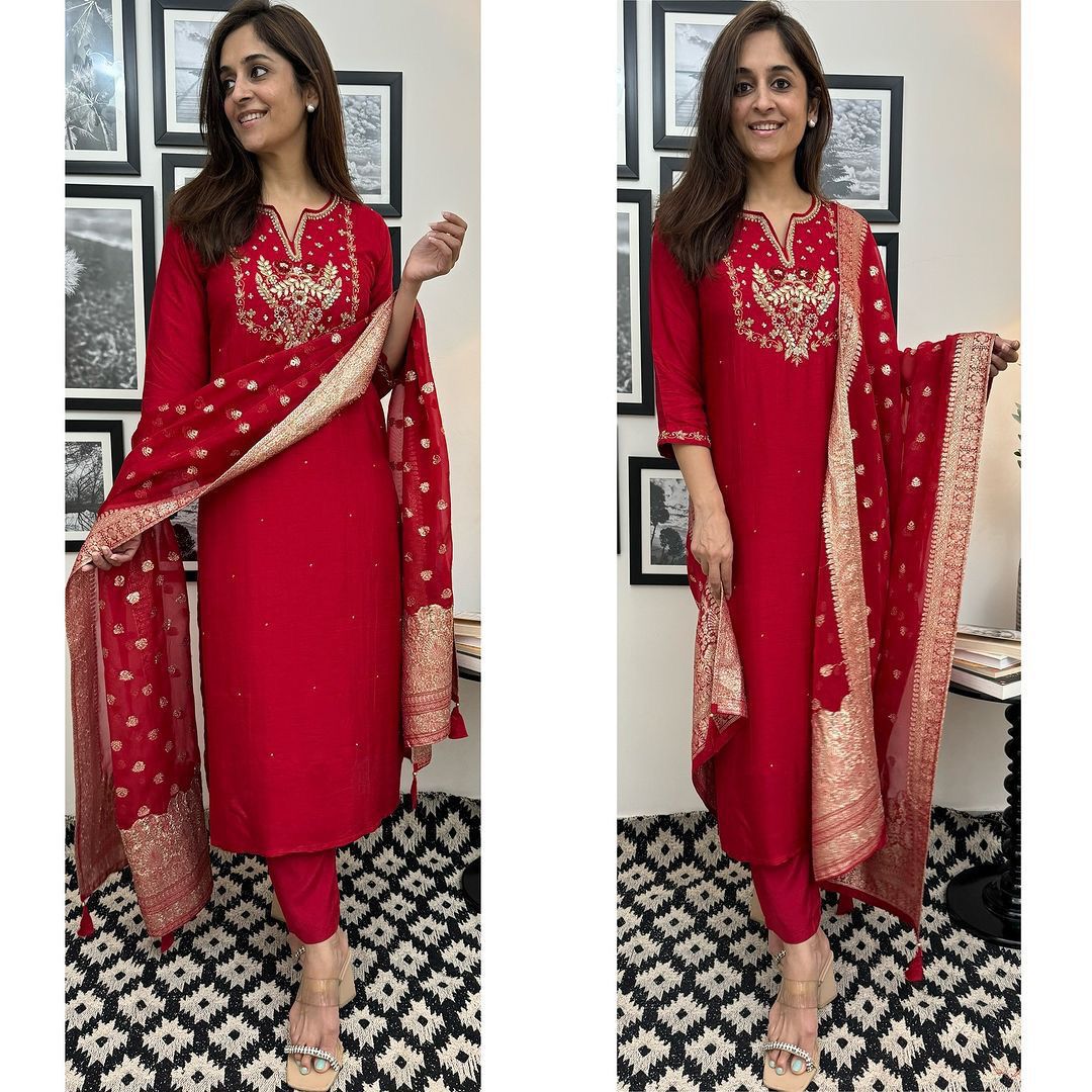 WOMES PARTY WEAR AND FORMAL ALL TIME SUITED KURTIS 3 PIECE SET FOR WOMENS (ROYAL)