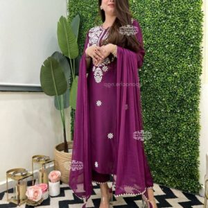 WOMES PARTY WEAR AND FORMAL ALL TIME SUITED KURTIS 3 PIECE SET FOR WOMENS (ROYAL)