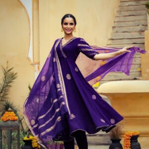 WOMES PARTY WEAR AND FORMAL ALL TIME SUITED KURTIS 3 PIECE SET FOR WOMENS (ROYAL)