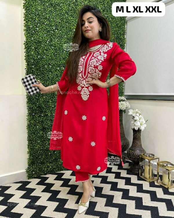 WOMES PARTY WEAR AND FORMAL ALL TIME SUITED KURTIS 3 PIECE SET FOR WOMENS (ROYAL)