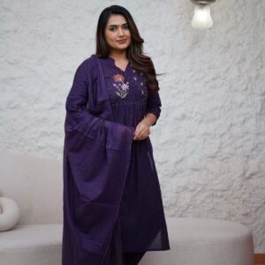 WOMES PARTY WEAR AND FORMAL ALL TIME SUITED KURTIS 3 PIECE SET FOR WOMENS (ROYAL)