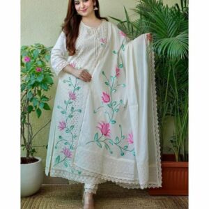 WOMES PARTY WEAR AND FORMAL ALL TIME SUITED KURTIS 3 PIECE SET FOR WOMENS (ROYAL)