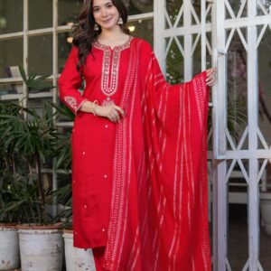 WOMES PARTY WEAR AND FORMAL ALL TIME SUITED KURTIS 3 PIECE SET FOR WOMENS (ROYAL)