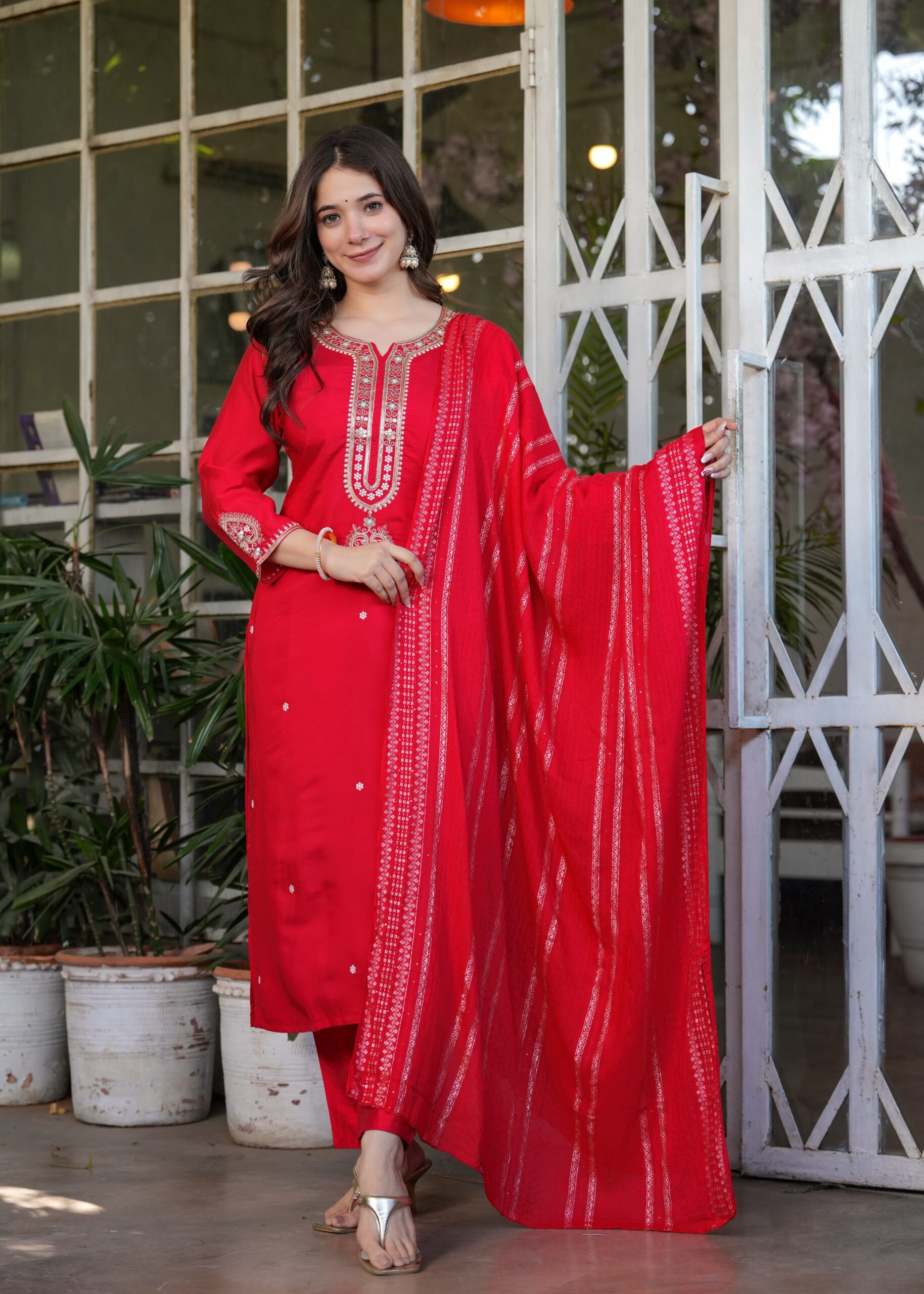 WOMES PARTY WEAR AND FORMAL ALL TIME SUITED KURTIS 3 PIECE SET FOR WOMENS (ROYAL)