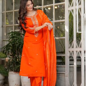 WOMES PARTY WEAR AND FORMAL ALL TIME SUITED KURTIS 3 PIECE SET FOR WOMENS (ROYAL)