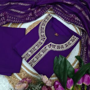 WOMES PARTY WEAR AND FORMAL ALL TIME SUITED KURTIS 3 PIECE SET FOR WOMENS (ROYAL)