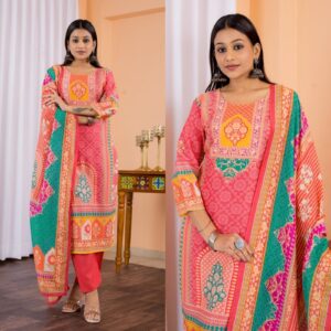 WOMES PARTY WEAR AND FORMAL ALL TIME SUITED KURTIS 3 PIECE SET FOR WOMENS (ROYAL)