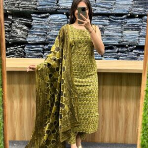 WOMES PARTY WEAR AND FORMAL ALL TIME SUITED KURTIS 3 PIECE SET FOR WOMENS (ROYAL)
