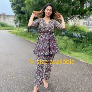 WOMES PARTY WEAR AND FORMAL ALL TIME SUITED KURTIS 3 PIECE SET FOR WOMENS (ROYAL)