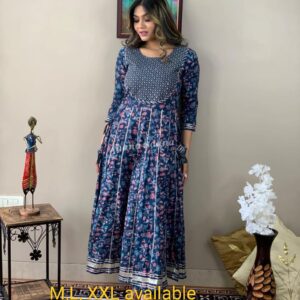 WOMES PARTY WEAR AND FORMAL ALL TIME SUITED KURTIS 3 PIECE SET FOR WOMENS (ROYAL)