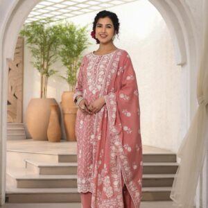 WOMES PARTY WEAR AND FORMAL ALL TIME SUITED KURTIS 3 PIECE SET FOR WOMENS (ROYAL)