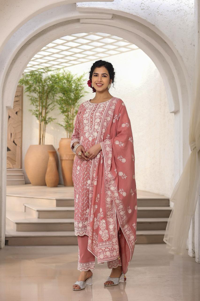 WOMES PARTY WEAR AND FORMAL ALL TIME SUITED KURTIS 3 PIECE SET FOR WOMENS (ROYAL)