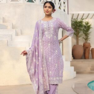 WOMES PARTY WEAR AND FORMAL ALL TIME SUITED KURTIS 3 PIECE SET FOR WOMENS (ROYAL)