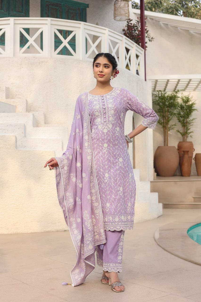 WOMES PARTY WEAR AND FORMAL ALL TIME SUITED KURTIS 3 PIECE SET FOR WOMENS (ROYAL)
