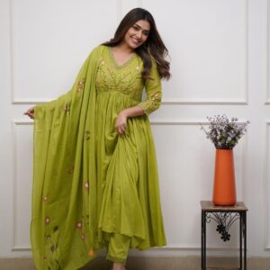 WOMES PARTY WEAR AND FORMAL ALL TIME SUITED KURTIS 3 PIECE SET FOR WOMENS (ROYAL)