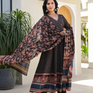 WOMES PARTY WEAR AND FORMAL ALL TIME SUITED KURTIS 3 PIECE SET FOR WOMENS (ROYAL)