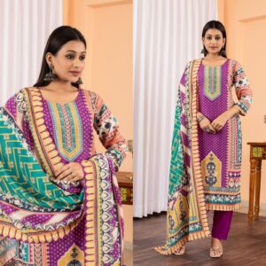 WOMES PARTY WEAR AND FORMAL ALL TIME SUITED KURTIS 3 PIECE SET FOR WOMENS (ROYAL)