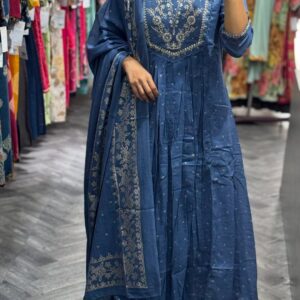 WOMES PARTY WEAR AND FORMAL ALL TIME SUITED KURTIS 3 PIECE SET FOR WOMENS (ROYAL)