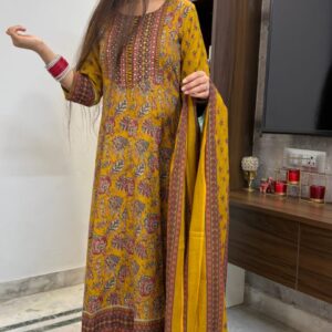 WOMES PARTY WEAR AND FORMAL ALL TIME SUITED KURTIS 3 PIECE SET FOR WOMENS (ROYAL)