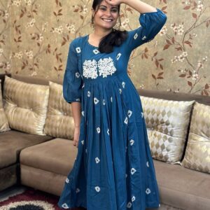 WOMES PARTY WEAR AND FORMAL ALL TIME SUITED KURTIS 3 PIECE SET FOR WOMENS (ROYAL)