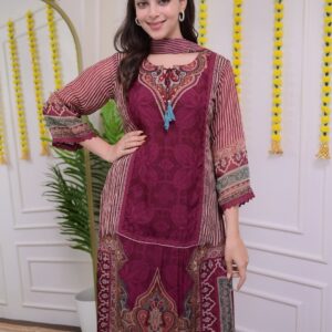 WOMES PARTY WEAR AND FORMAL ALL TIME SUITED KURTIS 3 PIECE SET FOR WOMENS (ROYAL)