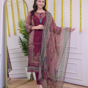 WOMES PARTY WEAR AND FORMAL ALL TIME SUITED KURTIS 3 PIECE SET FOR WOMENS (ROYAL)