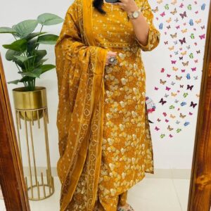 WOMES PARTY WEAR AND FORMAL ALL TIME SUITED KURTIS 3 PIECE SET FOR WOMENS (ROYAL)