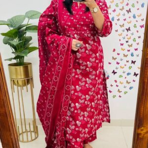 WOMES PARTY WEAR AND FORMAL ALL TIME SUITED KURTIS 3 PIECE SET FOR WOMENS (ROYAL)
