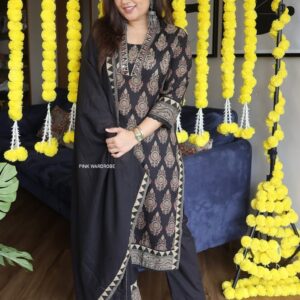 WOMES PARTY WEAR AND FORMAL ALL TIME SUITED KURTIS 3 PIECE SET FOR WOMENS (ROYAL)