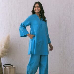 WOMES PARTY WEAR AND FORMAL ALL TIME SUITED KURTIS 3 PIECE SET FOR WOMENS (ROYAL)