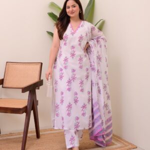 WOMES PARTY WEAR AND FORMAL ALL TIME SUITED KURTIS 3 PIECE SET FOR WOMENS (ROYAL)