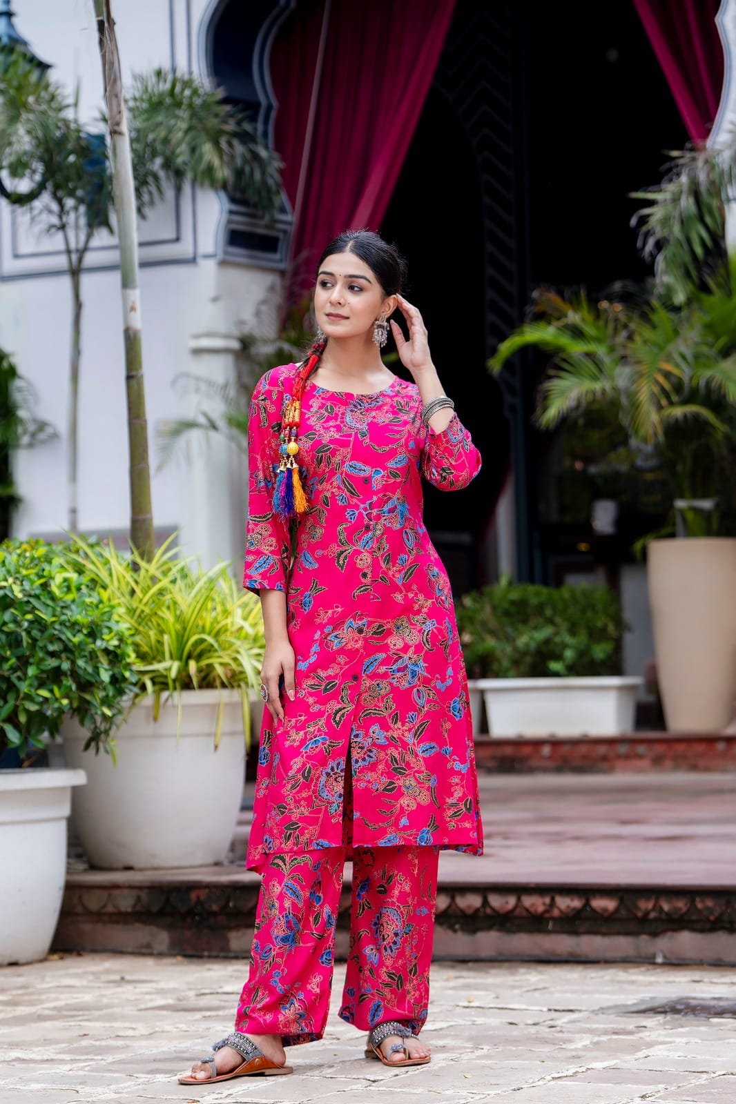 WOMES PARTY WEAR AND FORMAL ALL TIME SUITED KURTIS 3 PIECE SET FOR WOMENS (ROYAL)