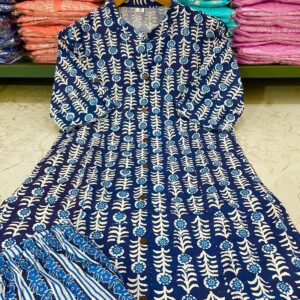 WOMES PARTY WEAR AND FORMAL ALL TIME SUITED KURTIS 3 PIECE SET FOR WOMENS (ROYAL)