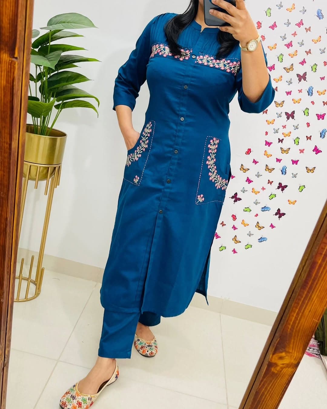WOMES PARTY WEAR AND FORMAL ALL TIME SUITED KURTIS 3 PIECE SET FOR WOMENS (ROYAL)