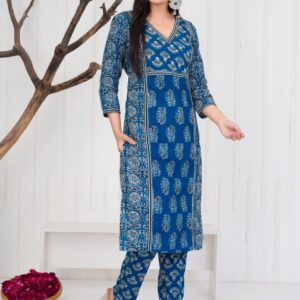 WOMES PARTY WEAR AND FORMAL ALL TIME SUITED KURTIS 3 PIECE SET FOR WOMENS (ROYAL)