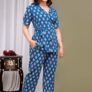 WOMES PARTY WEAR AND FORMAL ALL TIME SUITED KURTIS 3 PIECE SET FOR WOMENS (ROYAL)