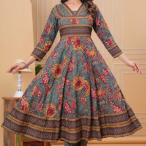 WOMES PARTY WEAR AND FORMAL ALL TIME SUITED KURTIS 3 PIECE SET FOR WOMENS (ROYAL)
