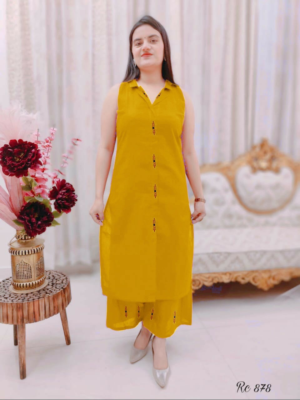 WOMES PARTY WEAR AND FORMAL ALL TIME SUITED KURTIS 3 PIECE SET FOR WOMENS (ROYAL)