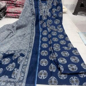 WOMES PARTY WEAR AND FORMAL ALL TIME SUITED KURTIS 3 PIECE SET FOR WOMENS (ROYAL)