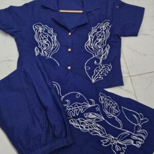 WOMES PARTY WEAR AND FORMAL ALL TIME SUITED KURTIS 3 PIECE SET FOR WOMENS (ROYAL)