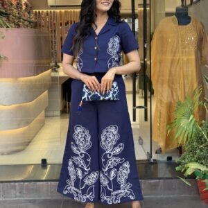 WOMES PARTY WEAR AND FORMAL ALL TIME SUITED KURTIS 3 PIECE SET FOR WOMENS (ROYAL)