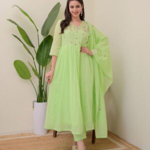 WOMES PARTY WEAR AND FORMAL ALL TIME SUITED KURTIS 3 PIECE SET FOR WOMENS (ROYAL)