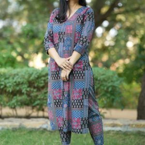 WOMES PARTY WEAR AND FORMAL ALL TIME SUITED KURTIS 3 PIECE SET FOR WOMENS (ROYAL)