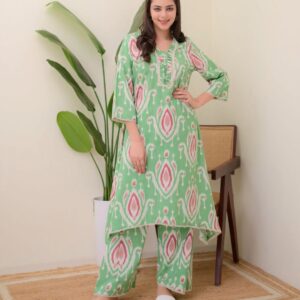 WOMES PARTY WEAR AND FORMAL ALL TIME SUITED KURTIS 3 PIECE SET FOR WOMENS (ROYAL)