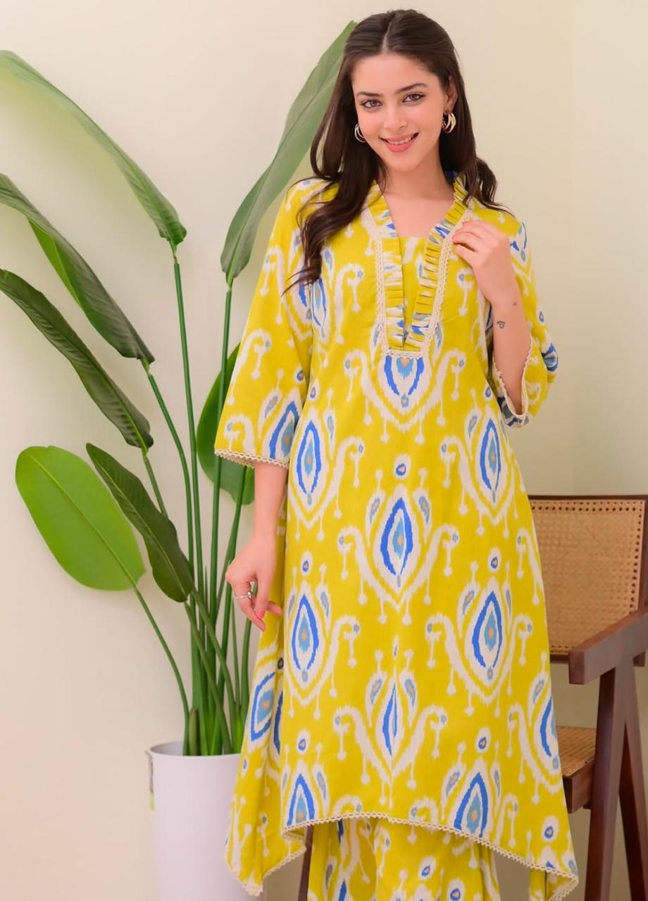 WOMES PARTY WEAR AND FORMAL ALL TIME SUITED KURTIS 3 PIECE SET FOR WOMENS (ROYAL)